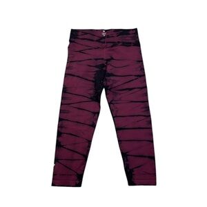 Nux Black & Wine Red Tie Dye Activewear Compression Leggings Women’s Size Large